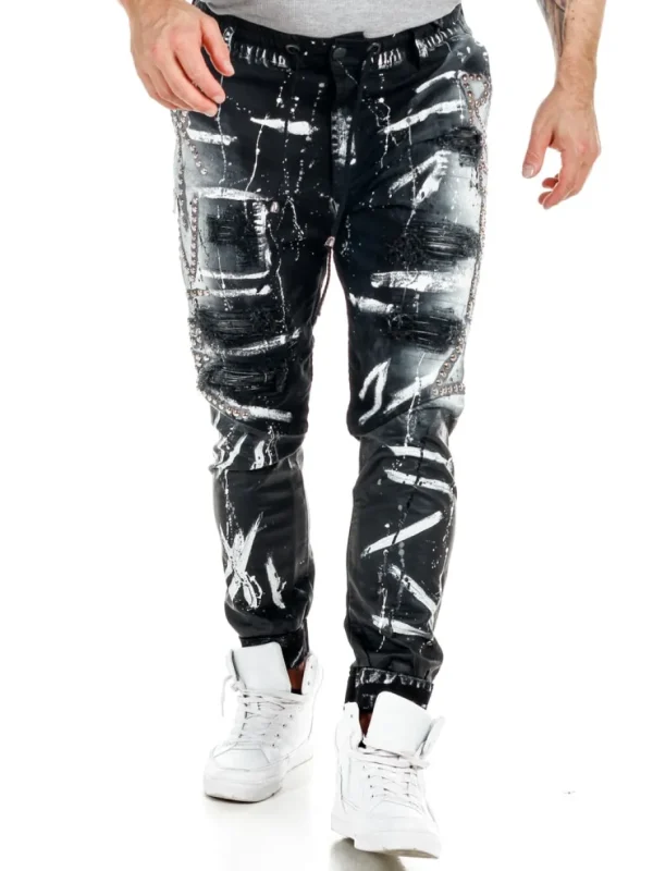 Ahti Slim Fit Jeans - Sort/Hvid^Kingz Fashion