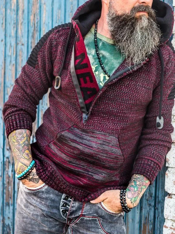 Artemis Hoodie - Vinrød/Sort^Rusty Neal Outlet