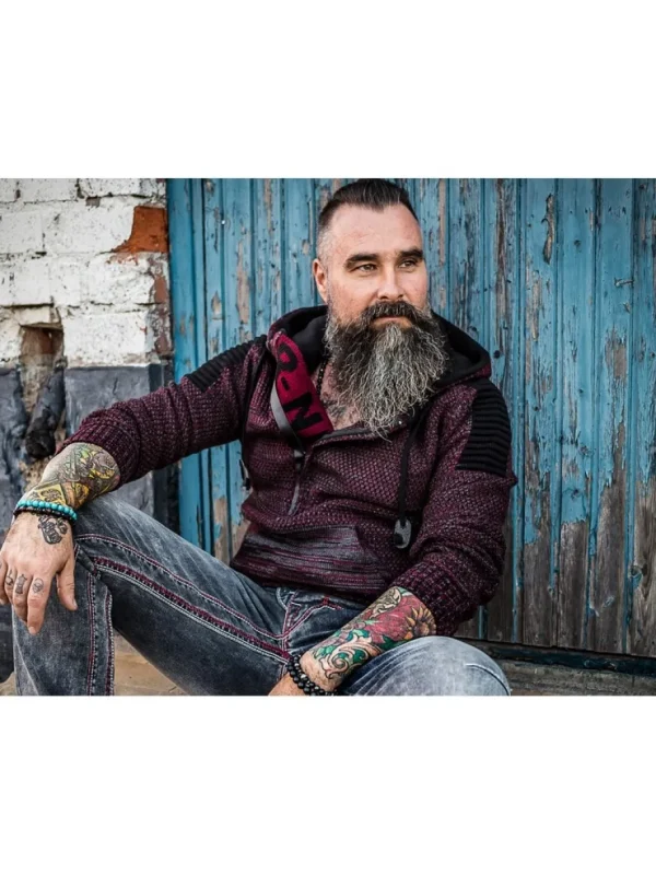 Artemis Hoodie - Vinrød/Sort^Rusty Neal Outlet