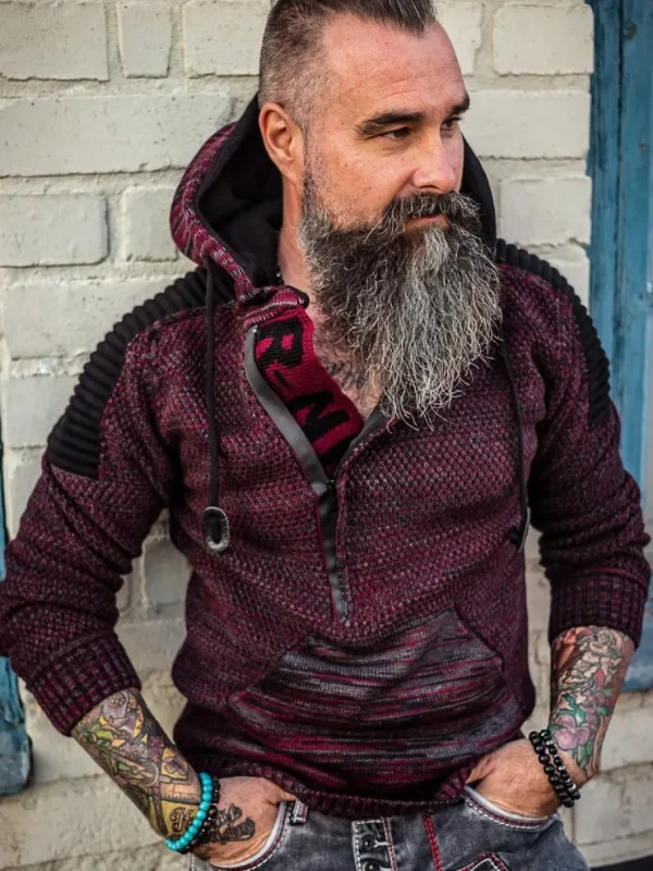 Artemis Hoodie - Vinrød/Sort^Rusty Neal Outlet