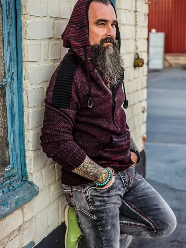 Artemis Hoodie - Vinrød/Sort^Rusty Neal Outlet