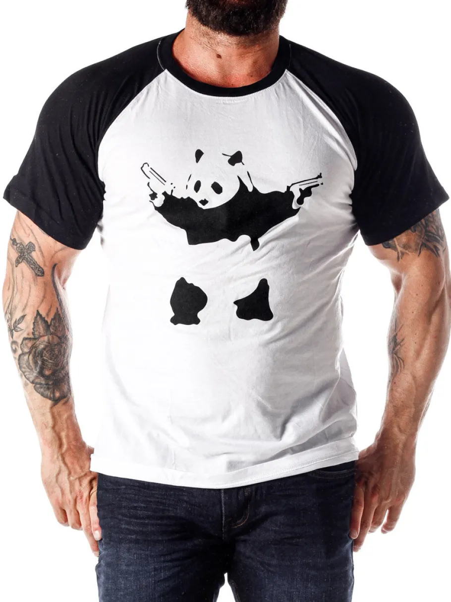 banksys_graffiti_panda_ts_0.webp Banksy´s Graffiti Panda T-shirt - Hvid/Sort^Urban Classic Hot