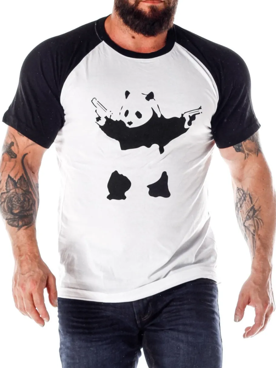banksys_graffiti_panda_ts_4.webp Banksy´s Graffiti Panda T-shirt - Hvid/Sort^Urban Classic Hot