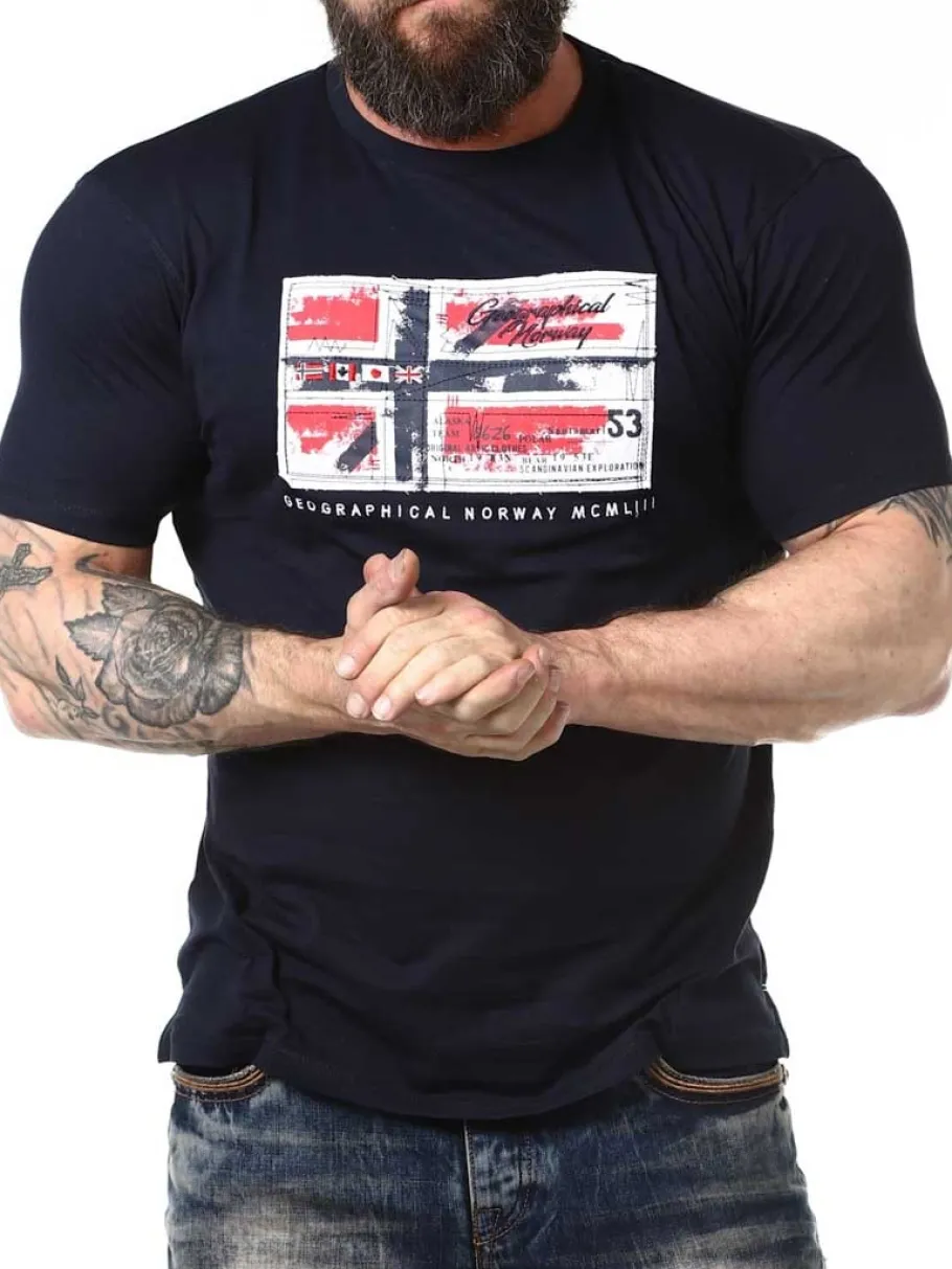 bizau_geo_norway_tshirt___3-2.webp Bizau Geo Norway T-shirt - Mørkeblå^Geographical Norway Hot