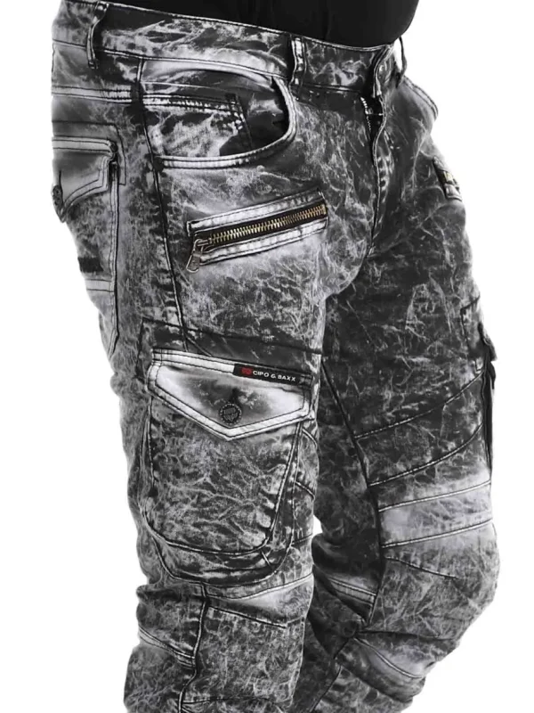 Blizzard Command Cargo Jeans - Washed Black - Washed Black^Cipo & Baxx Clearance