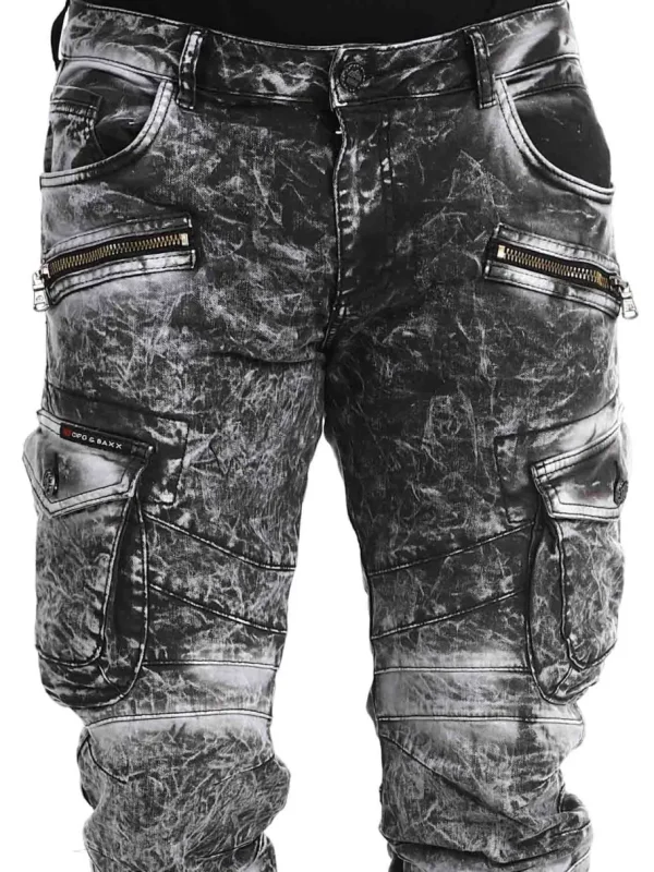 Blizzard Command Cargo Jeans - Washed Black - Washed Black^Cipo & Baxx Clearance