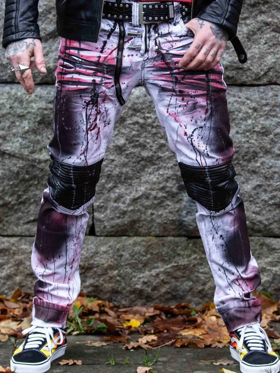 bolted_kingz_jeans__hvidr_0.webp Bolted Jeans - Hvid/Rød^Kingz Outlet