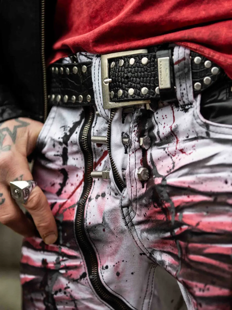bolted_kingz_jeans__hvidr_2.webp Bolted Jeans - Hvid/Rød^Kingz Outlet