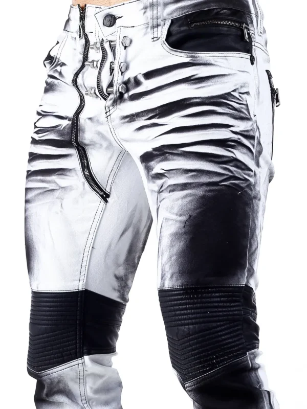 Bolted Jeans - Hvid/Sort^Kingz Fashion