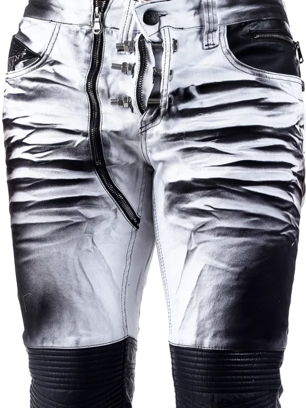 Bolted Jeans - Hvid/Sort^Kingz Fashion