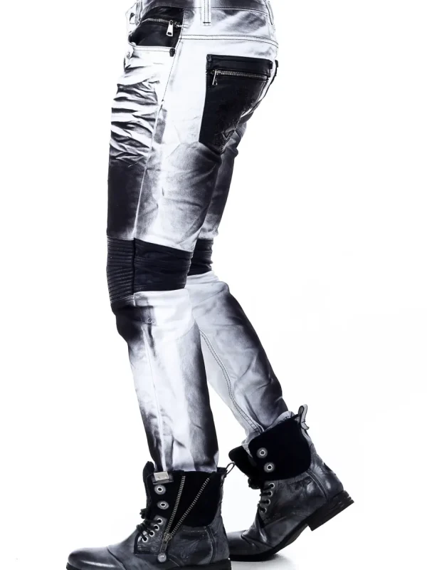 Bolted Jeans - Hvid/Sort^Kingz Fashion