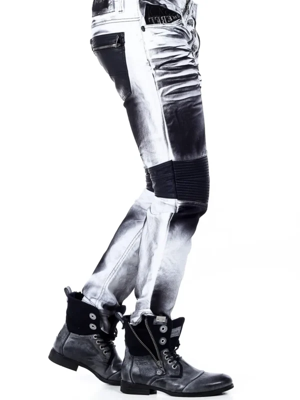 Bolted Jeans - Hvid/Sort^Kingz Fashion