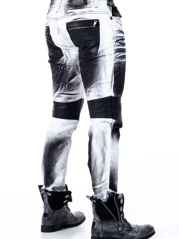 Bolted Jeans - Hvid/Sort^Kingz Fashion