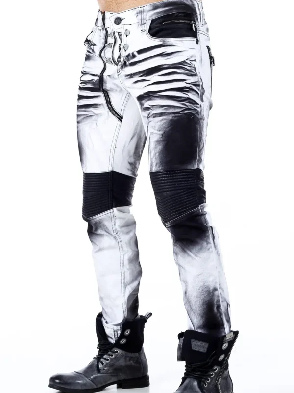 Bolted Jeans - Hvid/Sort^Kingz Fashion