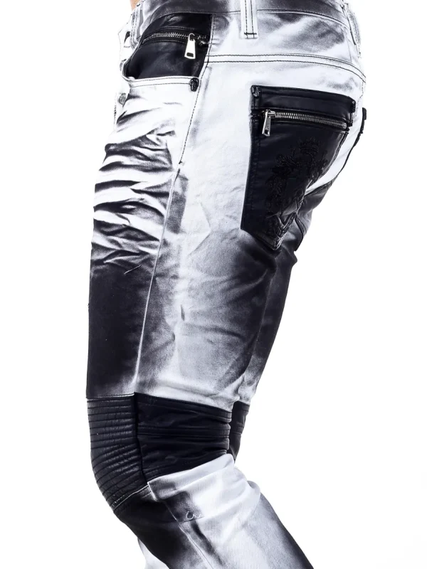 Bolted Jeans - Hvid/Sort^Kingz Fashion