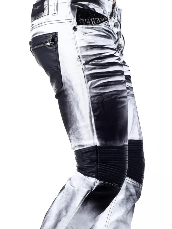 Bolted Jeans - Hvid/Sort^Kingz Fashion