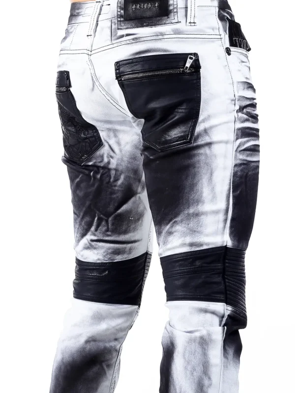 Bolted Jeans - Hvid/Sort^Kingz Fashion