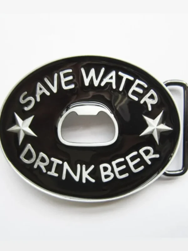 Drink Beer Cap Opener Bæltespænde - Sort/Sølv^Ivory Falcon Fashion