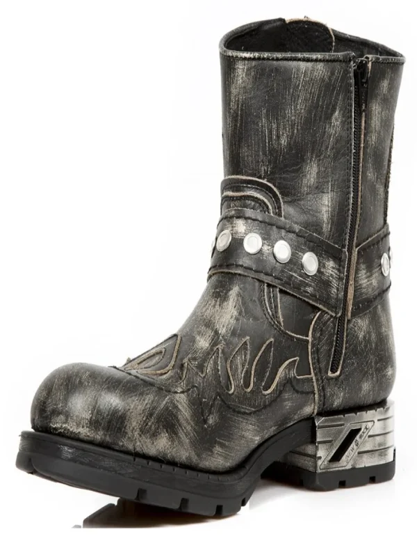 Flame Skull Boots - Dirty Black^New Rock New
