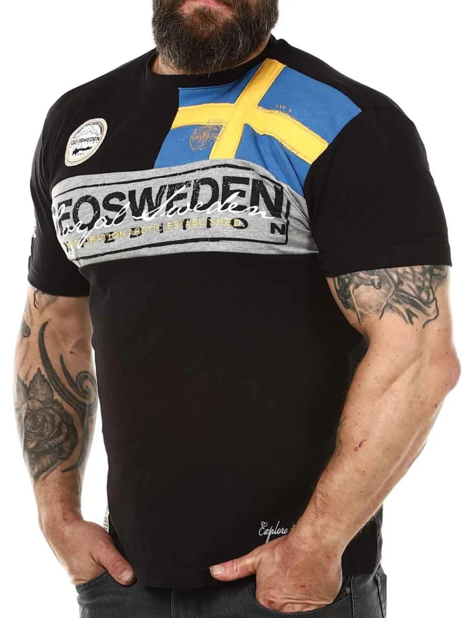 fresco_sweden_tshirt__sor_0.webp Fresco Sweden T-shirt - Sort^Geographical Norway Clearance