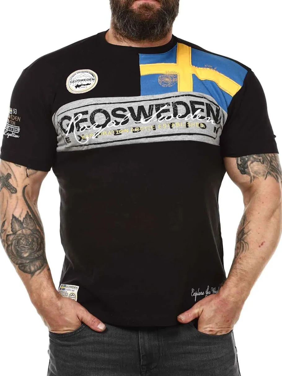 fresco_sweden_tshirt__sor_3.webp Fresco Sweden T-shirt - Sort^Geographical Norway Clearance