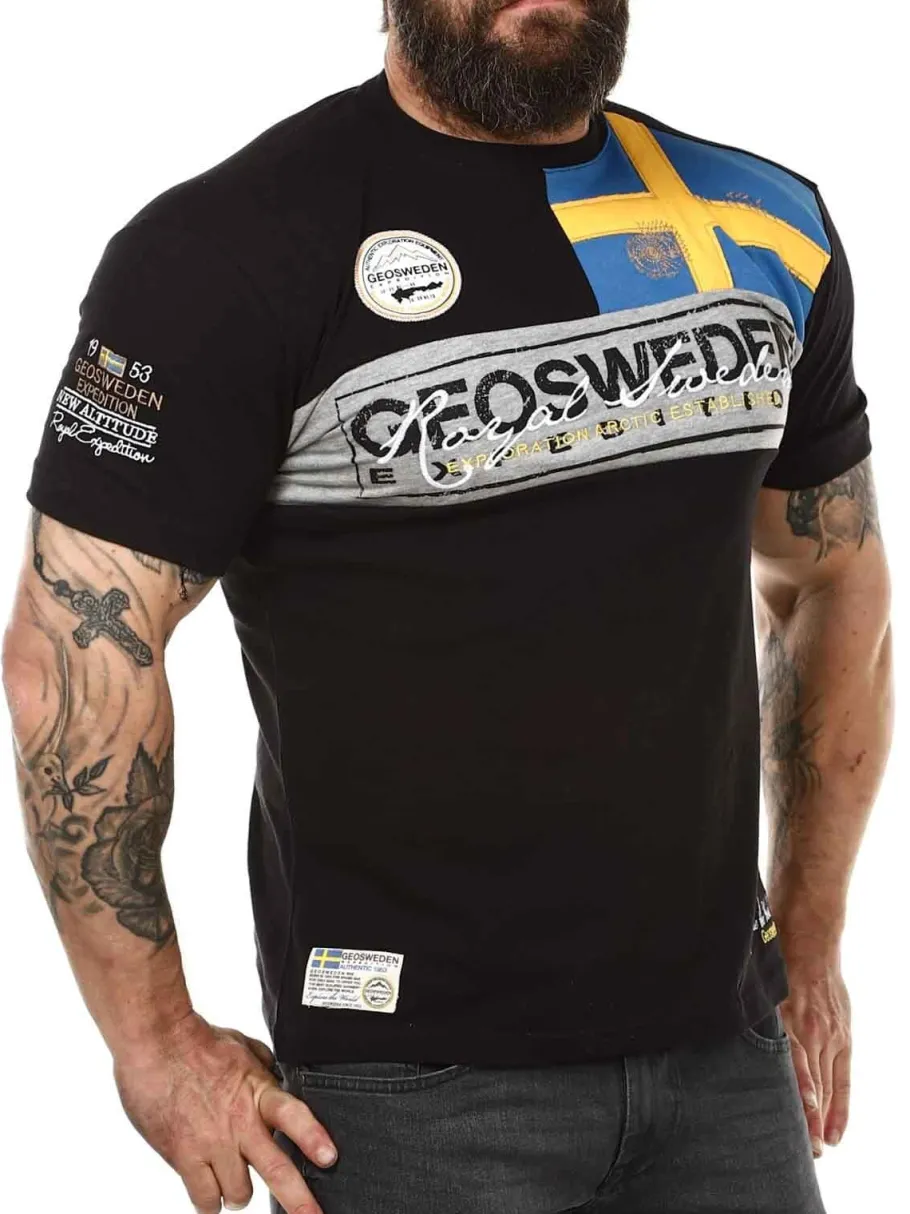 fresco_sweden_tshirt__sor_4.webp Fresco Sweden T-shirt - Sort^Geographical Norway Clearance