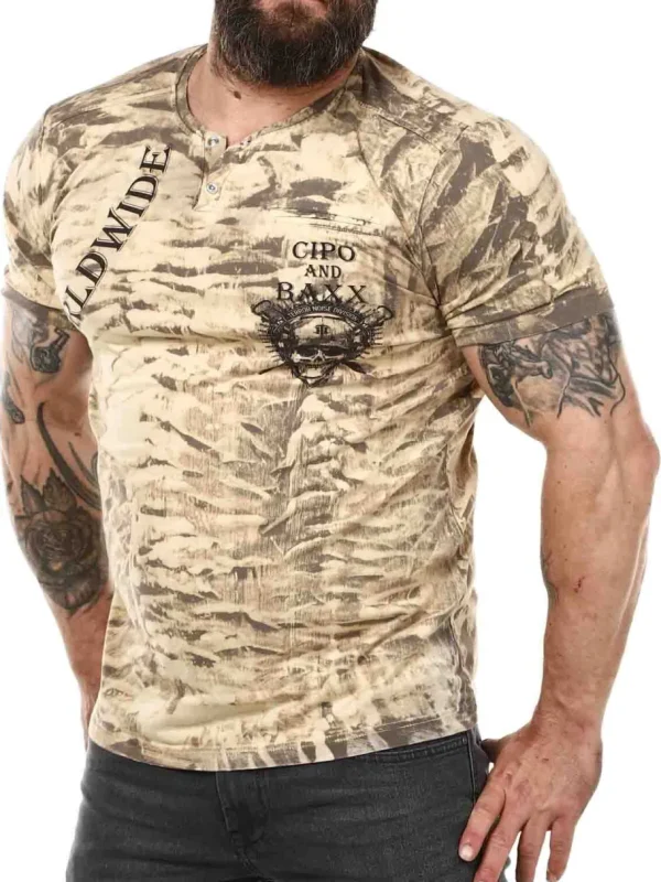Heavy Noise T-shirt - Beige^Cipo & Baxx Fashion