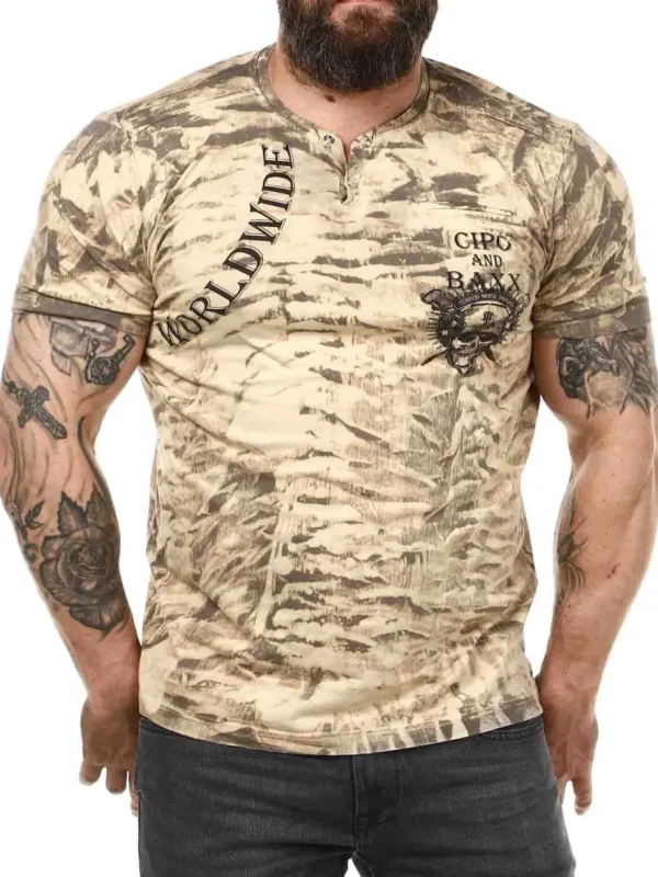 Heavy Noise T-shirt - Beige^Cipo & Baxx Fashion