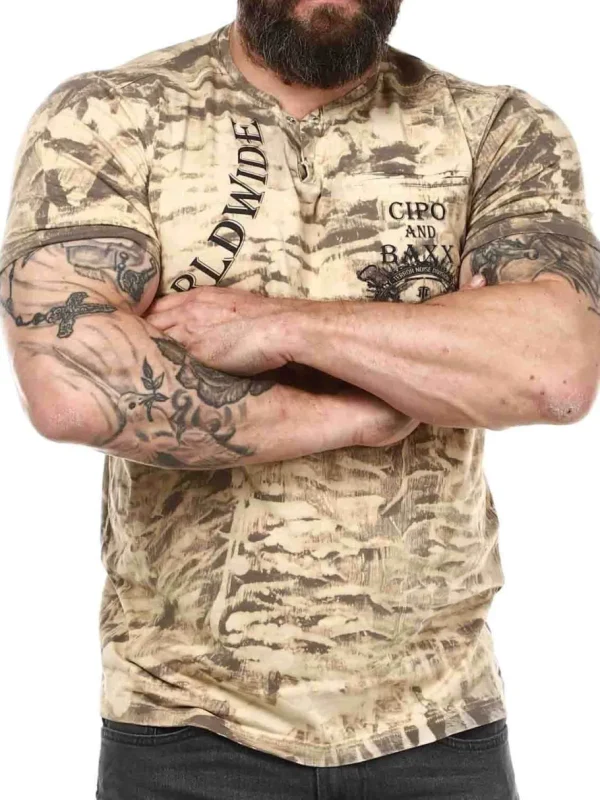 Heavy Noise T-shirt - Beige^Cipo & Baxx Fashion