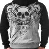 Graphic Skull Zip Hoodie - Sort/Grå^Hyraw Clearance