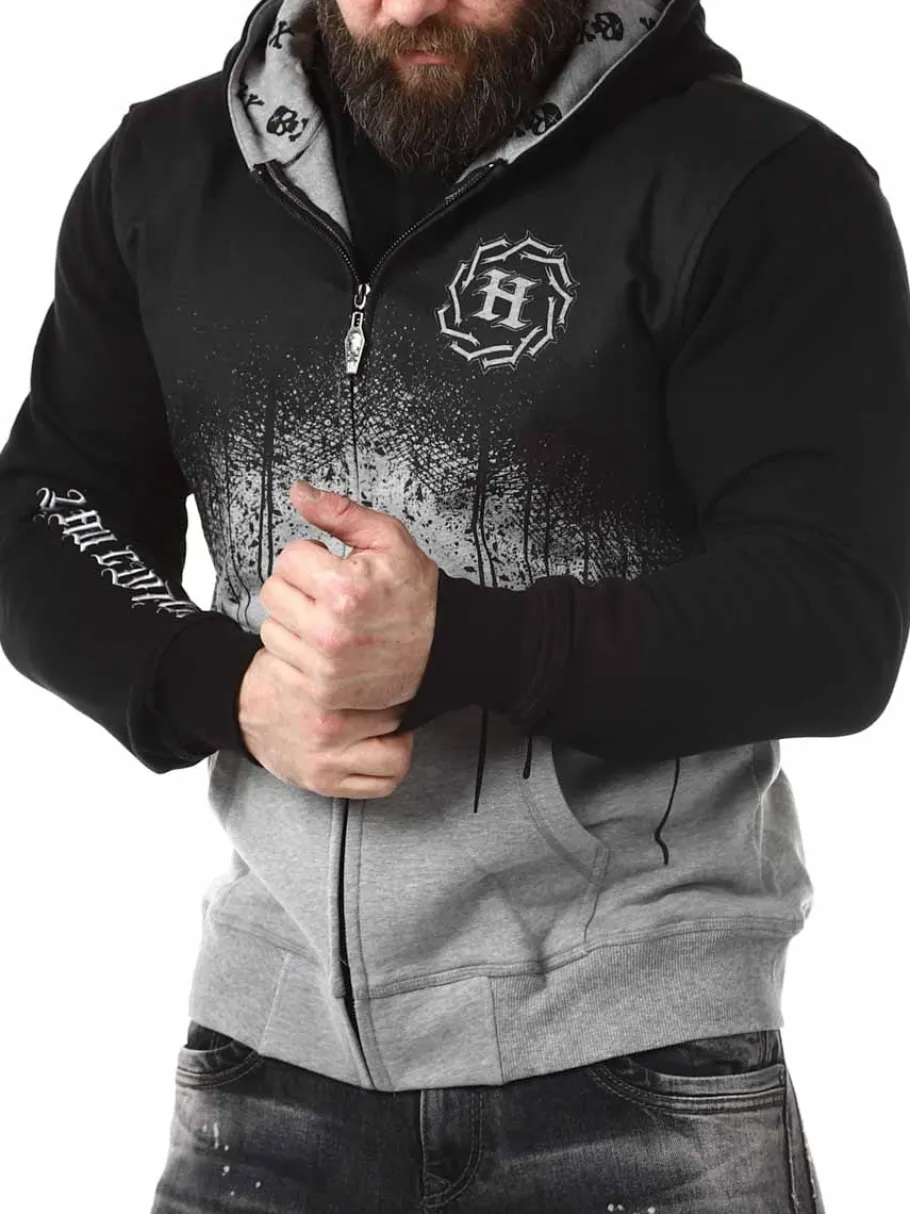 hyraw_graphic_skull_zip_h_5.webp Graphic Skull Zip Hoodie - Sort/Grå^Hyraw Clearance