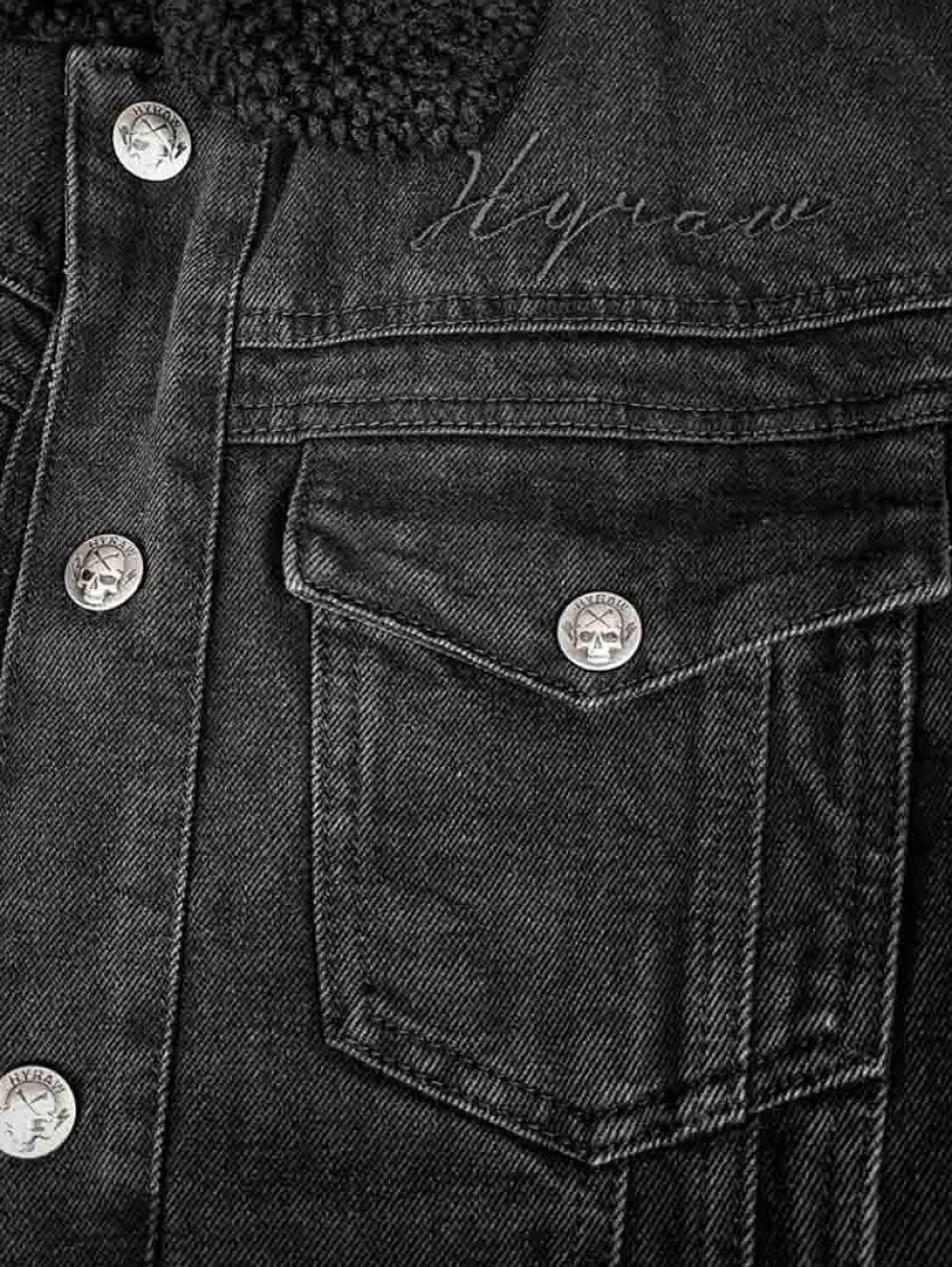 hyraw_hunter_sherpa_jeans_10.webp Hunter Sherpa Jeansjakke - Sort^Hyraw Clearance