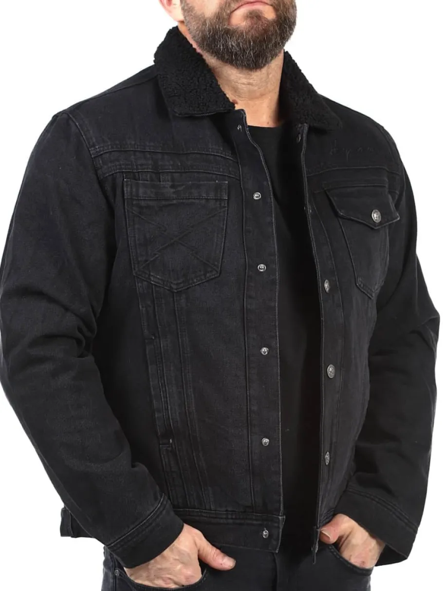 hyraw_hunter_sherpa_jeans_3.webp Hunter Sherpa Jeansjakke - Sort^Hyraw Clearance