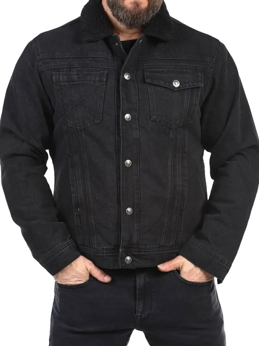 hyraw_hunter_sherpa_jeans_5.webp Hunter Sherpa Jeansjakke - Sort^Hyraw Clearance