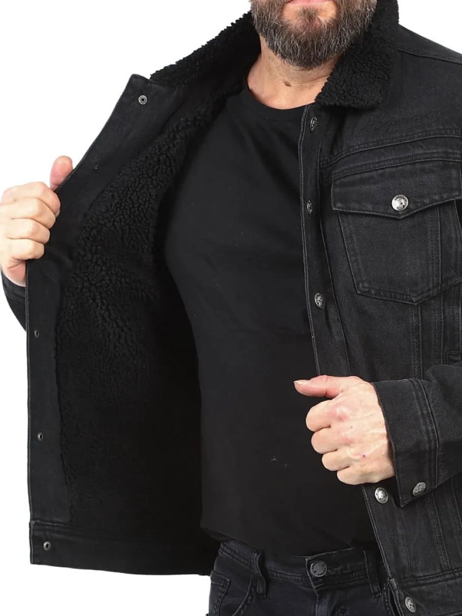 hyraw_hunter_sherpa_jeans_7.webp Hunter Sherpa Jeansjakke - Sort^Hyraw Clearance
