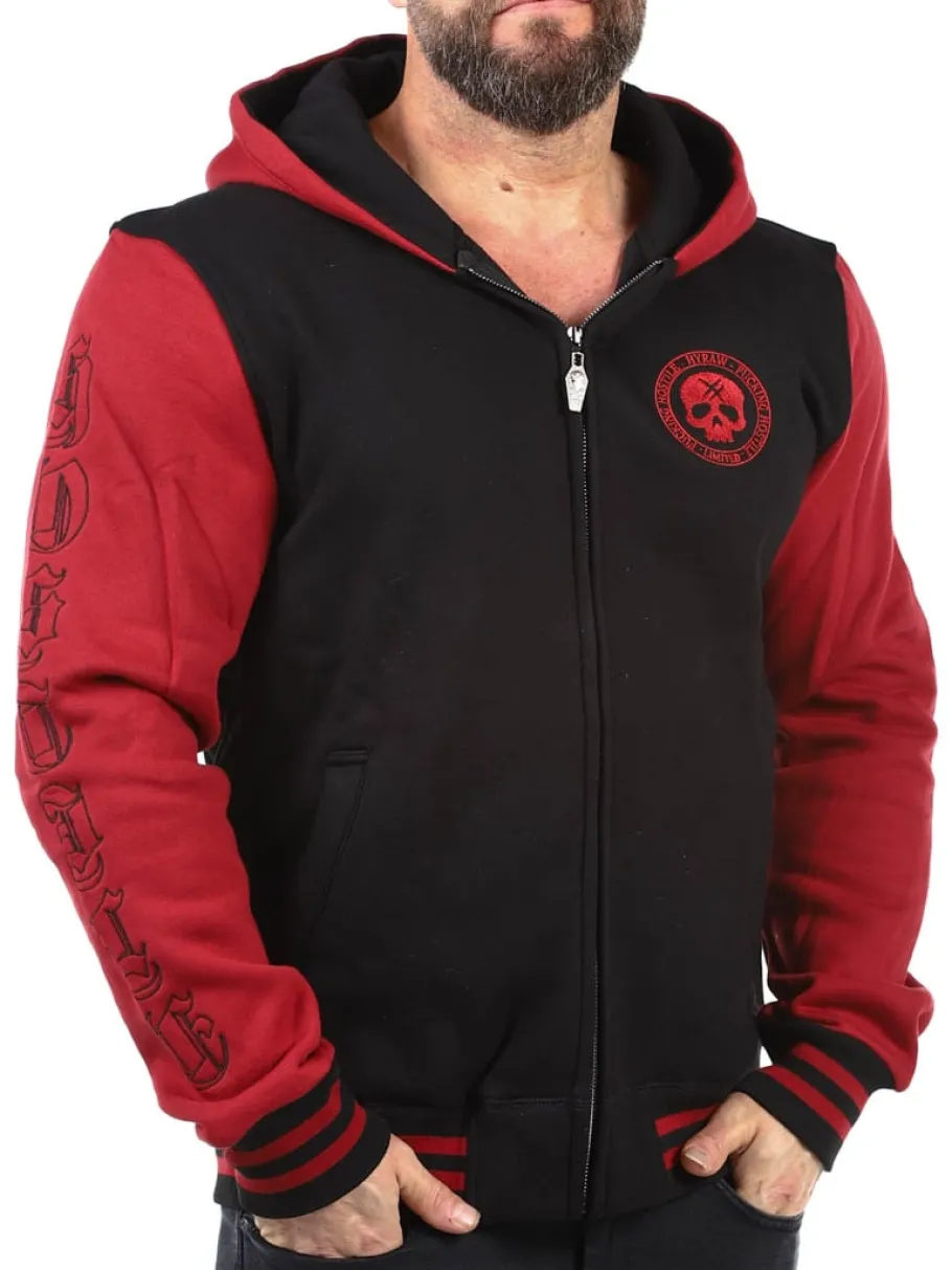 hyraw_red_skull_zip_hoodi_2.webp Red Skull Zip Hoodie - Sort/Rød^Hyraw Fashion