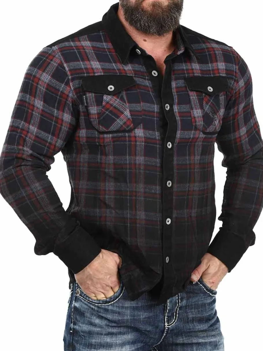 hyraw_texas_skjorte__sort_3.webp Texas Skjorte - Sort/Rød^Hyraw New