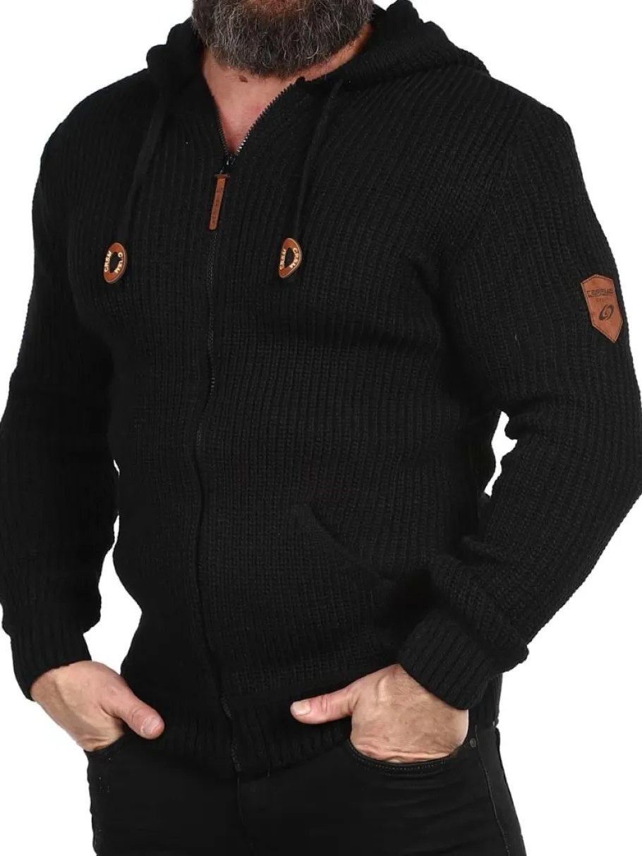 kaz_strikket_zip_hoodie___0-1.webp Kaz Strikket Zip Hoodie - Sort^Carisma Clearance