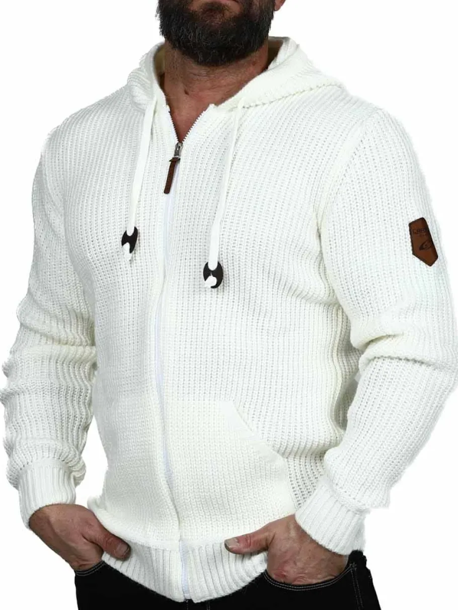 kaz_strikket_zip_hoodie___0.webp Kaz Strikket Zip Hoodie - Hvid^Carisma Fashion
