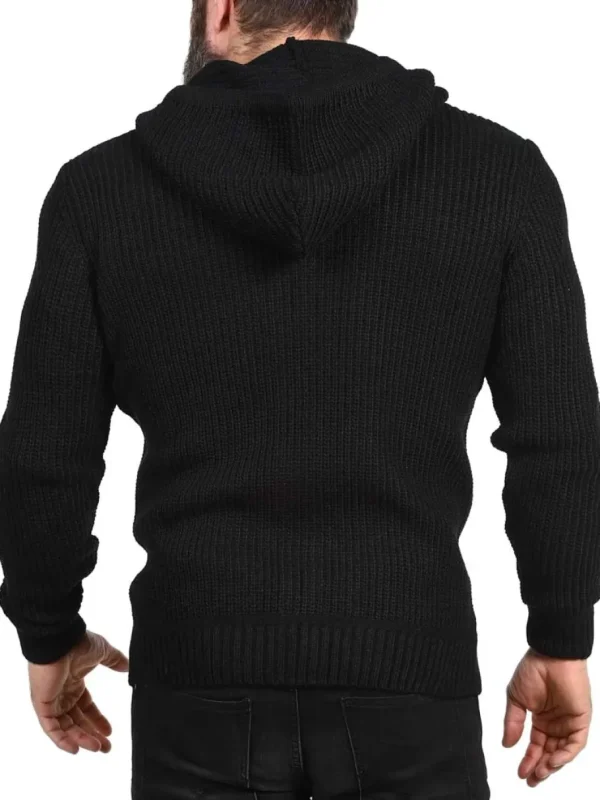 Kaz Strikket Zip Hoodie - Sort^Carisma Clearance