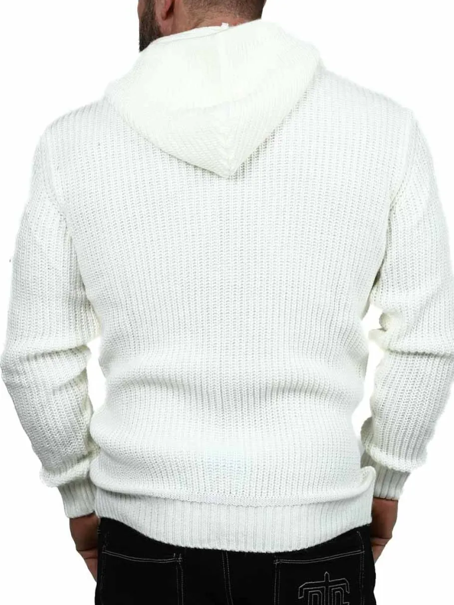 kaz_strikket_zip_hoodie___1.webp Kaz Strikket Zip Hoodie - Hvid^Carisma Fashion
