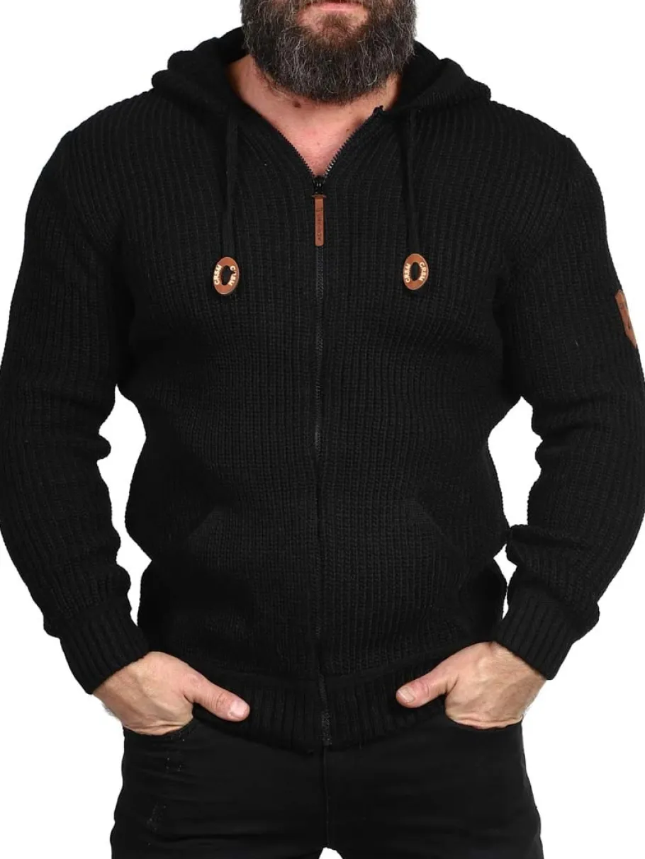 kaz_strikket_zip_hoodie___2-1.webp Kaz Strikket Zip Hoodie - Sort^Carisma Clearance