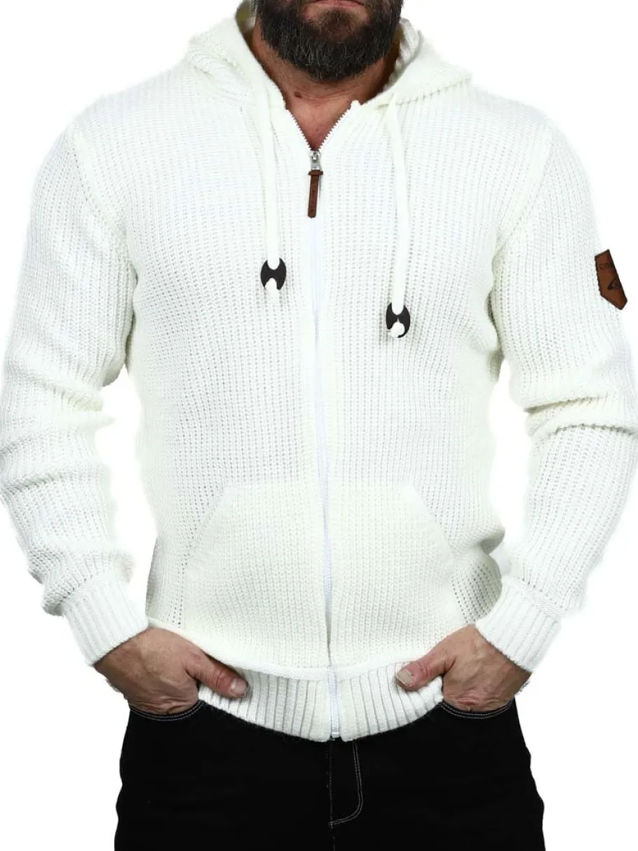 kaz_strikket_zip_hoodie___2.webp Kaz Strikket Zip Hoodie - Hvid^Carisma Fashion