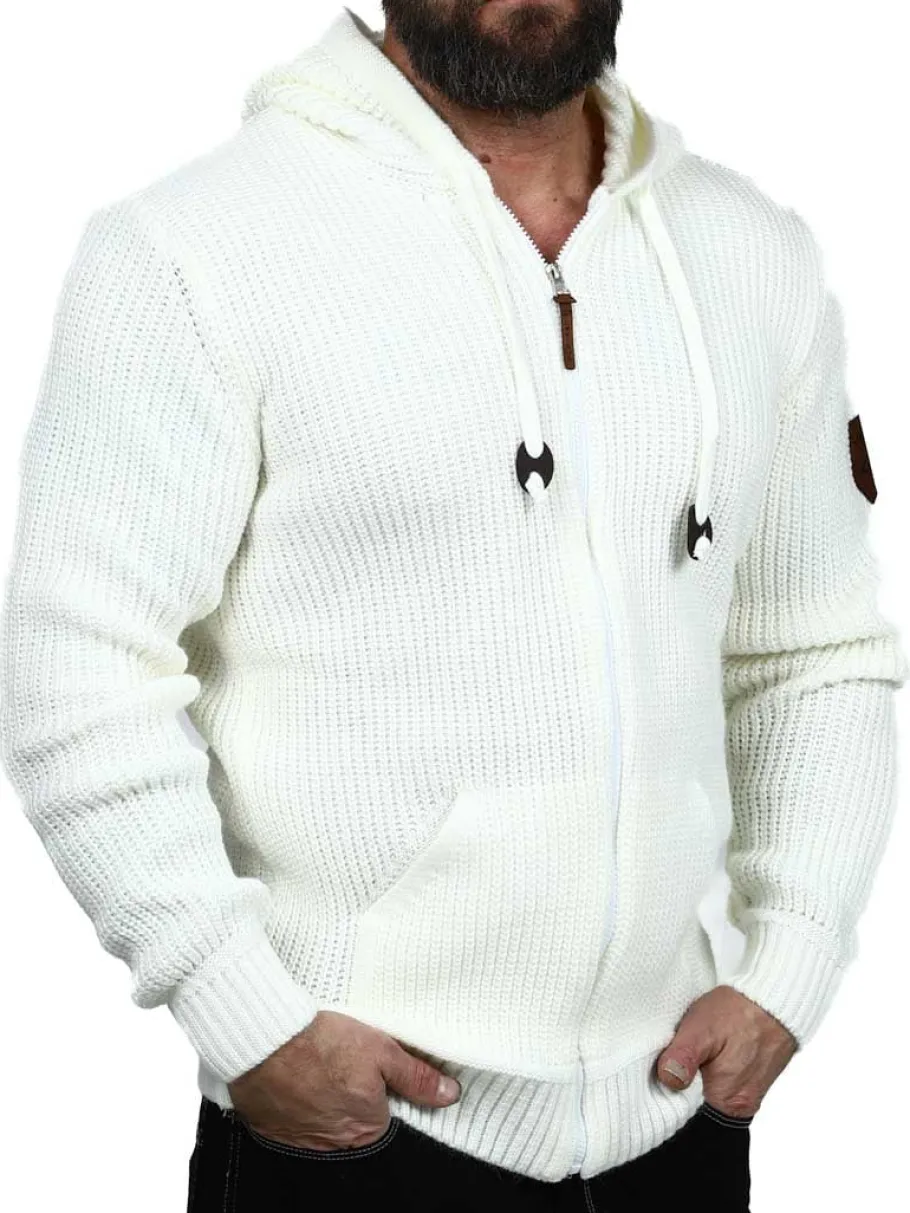 kaz_strikket_zip_hoodie___3.webp Kaz Strikket Zip Hoodie - Hvid^Carisma Fashion