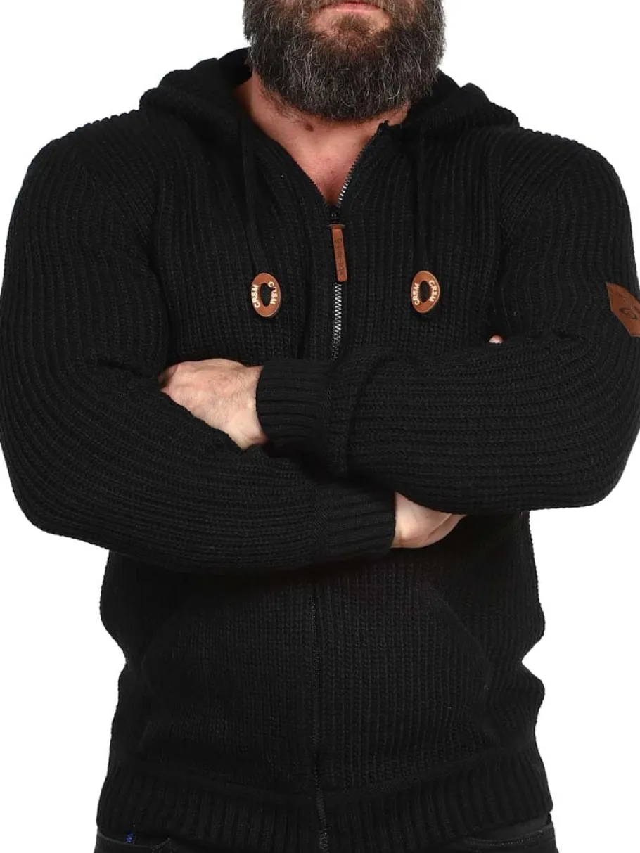 kaz_strikket_zip_hoodie___4.webp Kaz Strikket Zip Hoodie - Sort^Carisma Clearance
