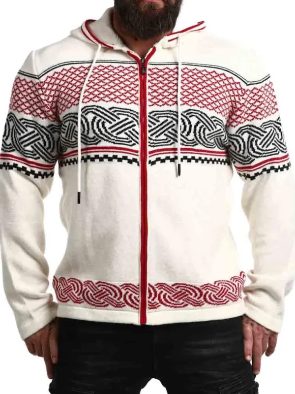 RD Brage Cashmere Cardigan - Vit/Röd^Rockdenim New
