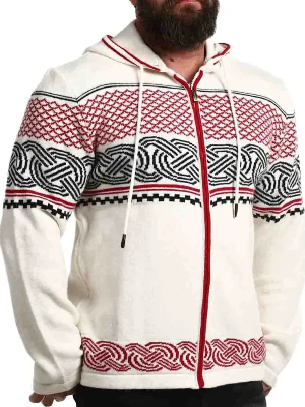RD Brage Cashmere Cardigan - Vit/Röd^Rockdenim New