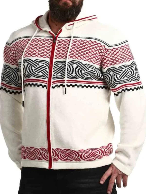 RD Brage Cashmere Cardigan - Vit/Röd^Rockdenim New
