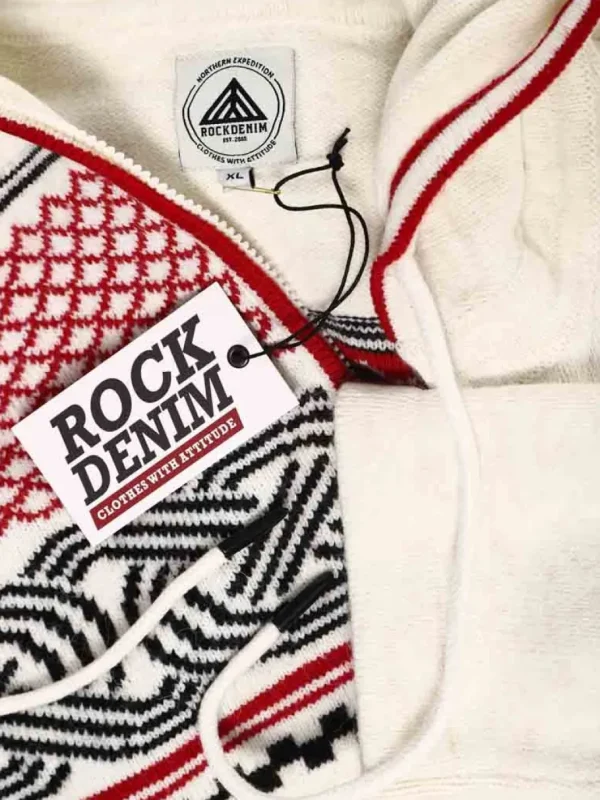 RD Brage Cashmere Cardigan - Vit/Röd^Rockdenim New