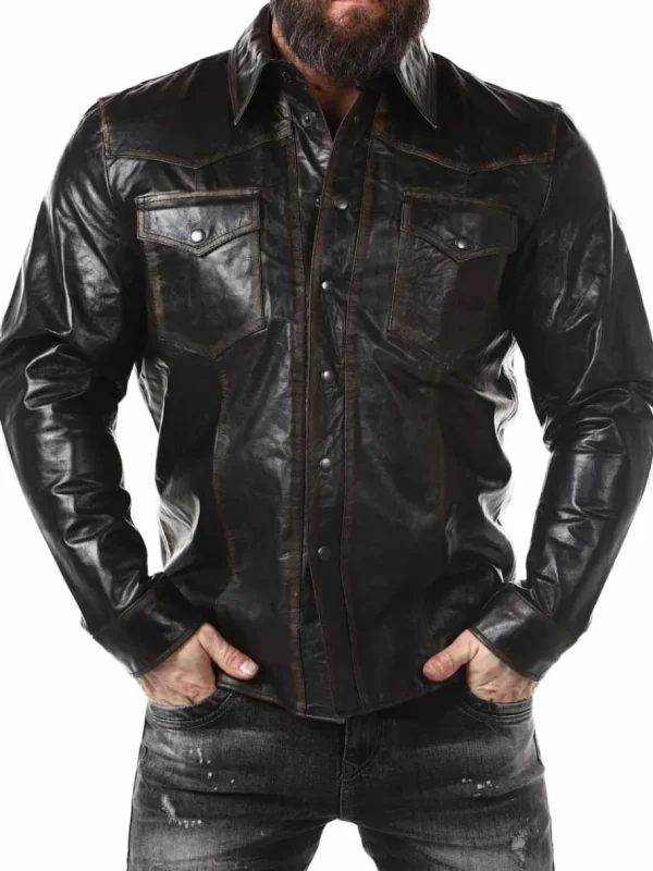 RD Buffallo Læderskjorte - Sort^Rockdenim Discount